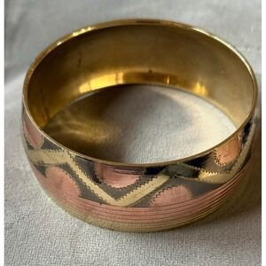 Vintage Brass & Copper Bangle – Zigzag Artisan Statement